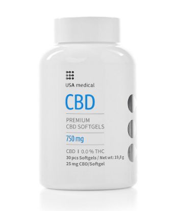 Kép USA medical CBD kapszula 750 mg | 30 db /nagy dózis - 25 mg cbd / kapszula/